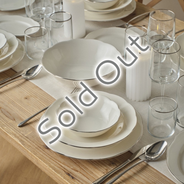 24 Pieces Clover Porcelain Dinner Set - Silver