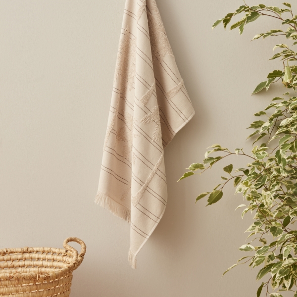 Denim Palm Cotton Face Towel 50 x 90 cm - Beige