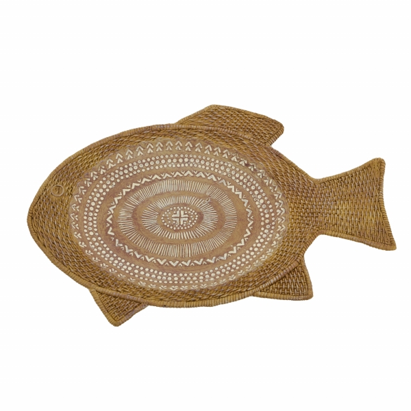 Melenie Fish Straw Look Decorative Plate 37.5 x 23 x 4 cm - Natural
