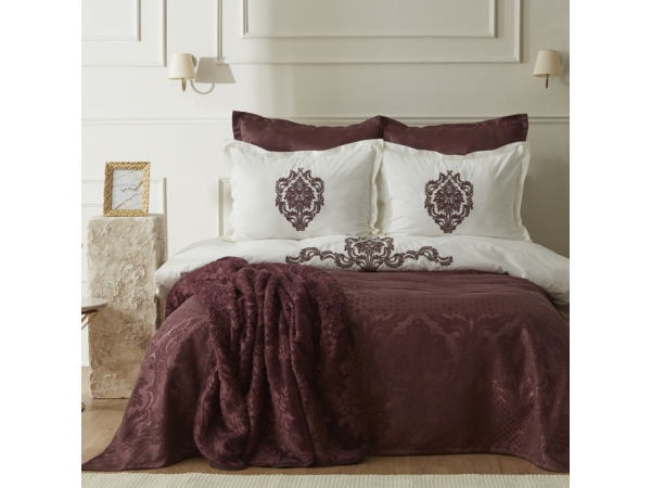 8 Pieces Tugba Double Dowry Set 200 x 220 cm - Plum