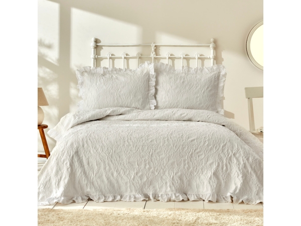 3 Pieces Tyra Double Bedspread Set 230 x 240 cm - White