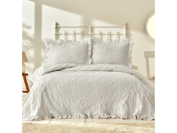 3 Pieces Tyra Double Bedspread Set 230 x 240 cm - White