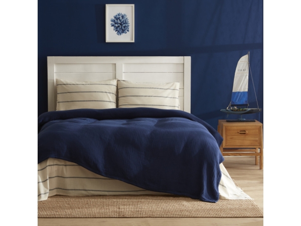 3 Pieces Darrel Single Pique Set 160 x 220 cm - Navy Blue