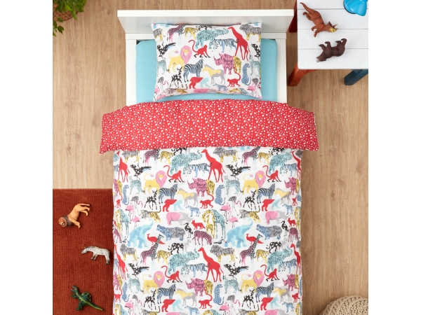 3 Pieces Animal Young Single Duvet Cover Set 160 x 220 cm - Pink