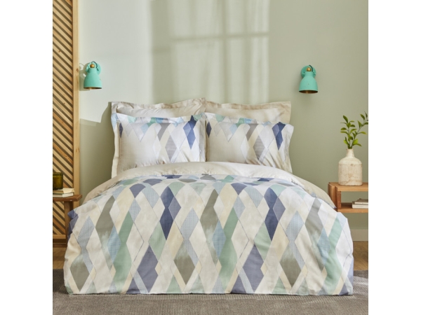 4 Pieces Lauro Cotton Satin Double Duvet Cover Set 200 x 220 cm - Grey