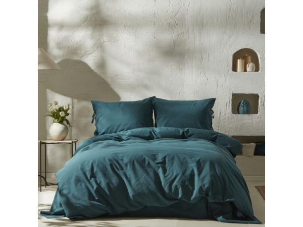 3 Pieces Element Cotton Single Duvet Cover Set 160 x 220 cm - Petrol Green
