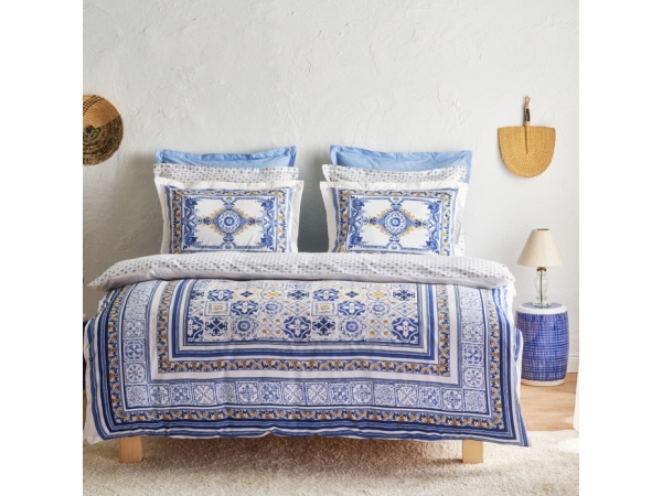 4 Pieces Alfama Cotton Double Duvet Cover Set 200 x 220 cm - Blue