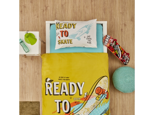 3 Pieces Skateboard Cotton Young Single Duvet Cover Set 160 x 220 cm - Green