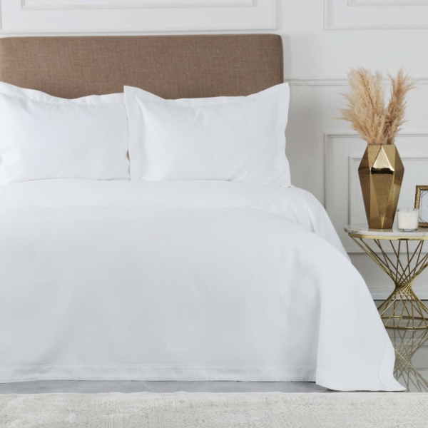 3 Pieces Valse Cotton Double Bedspread Set 230 x 240 cm - White