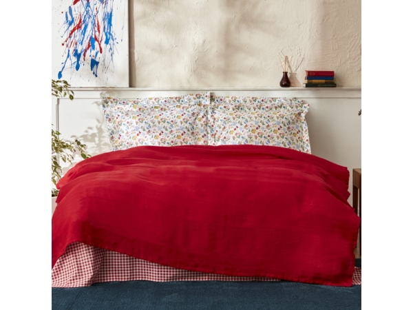 4 Pieces Noya Cotton Double Pique Set 200 x 220 cm - Red