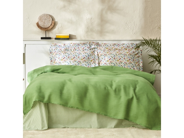 3 Pieces Noya Cotton Single Pique Set 160 x 220 cm - Green