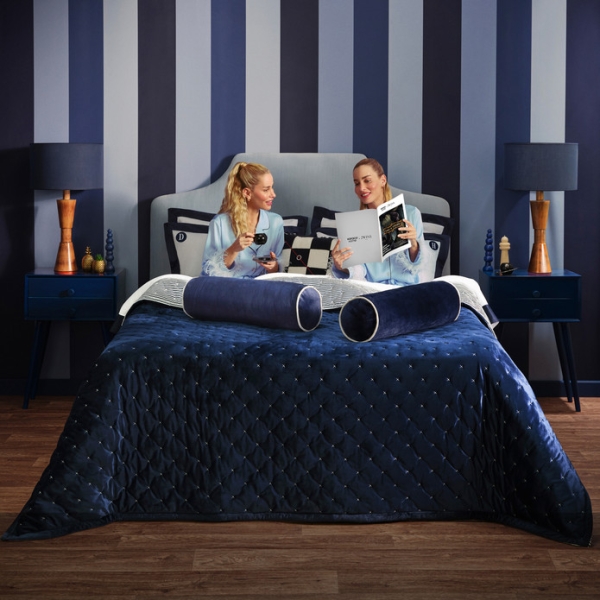 2Wins Initial Double Bedspread 240 x 250 cm - Navy Blue