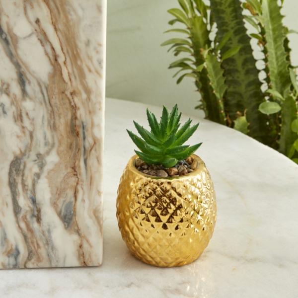 Lesley Pineapple Decorative Flower Pot 11 cm - Gold