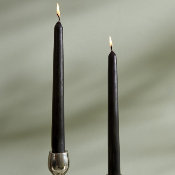 2 Pieces Tali Candlestick Candle Set 32 cm - Black