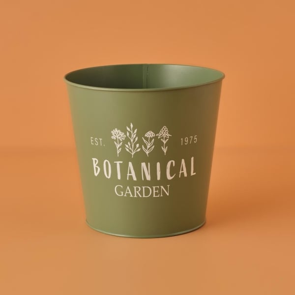 Botanical Metal Bucket 22 x 20.5 cm - Green