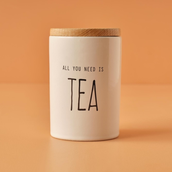 Tea Stoneware Storage Container 700 ml ( 14.5 x 9.5 cm ) - White