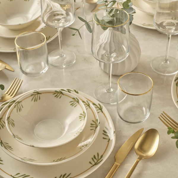 12 Pieces Liona Porcelain Dinner Set - Green