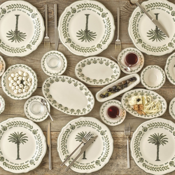 26 Pieces Alice Stoneware Breakfast Set - Green