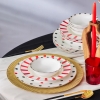 18 Pieces Drop Porcelain Dinner Set - Red / Black