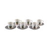 6 Pieces Cactus Porcelain Coffee Cup Set 80 ml - Black