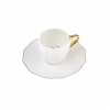 6 Pieces Sarkas Porcelain Coffee Cup Set 80 ml - White / Gold