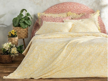 2 Pieces Liberty Bloom Cotton Single Duvet Cover Set 160 x 220 Cm - Yellow