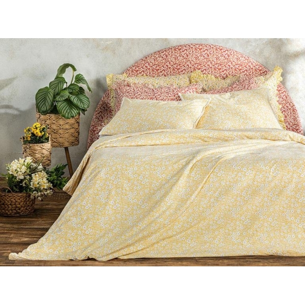 2 Pieces Liberty Bloom Cotton Single Duvet Cover Set 160 x 220 Cm - Yellow