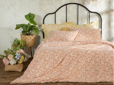 2 Pieces Liberty Bloom Cotton Single Duvet Cover Set 160 x 220 Cm - Orange