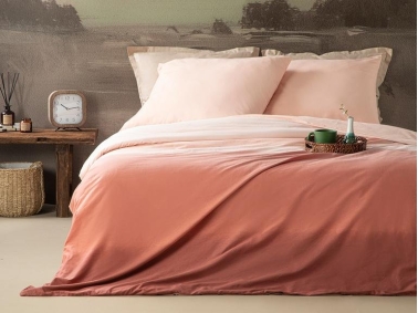 2 Pieces Serenity Cotton Single Duvet Cover Set 160 x 220 + 80 x 80 Cm - Cinnamon