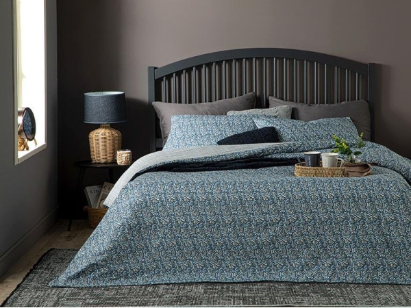 4 Pieces Floral Trail Crepe Double Duvet Cover Set 200 x 220 Cm - Blue