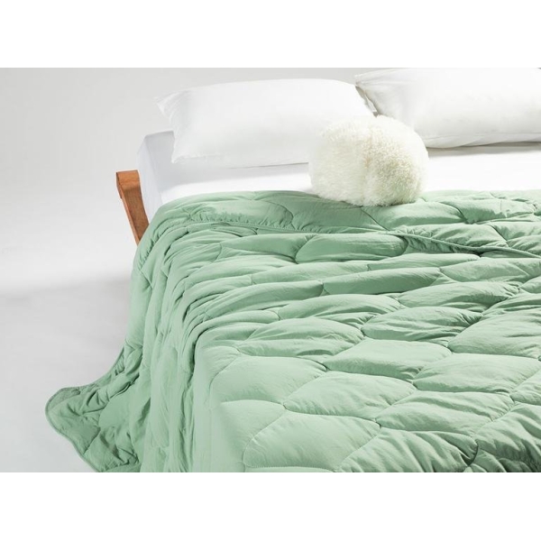 Soft Crinkle Microfiber King Size Quilt 235 x 215 Cm ( 300 Gr/m2 ) - Green
