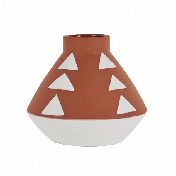 Simple Vase 16 x 14.5 cm - Terracotta / White