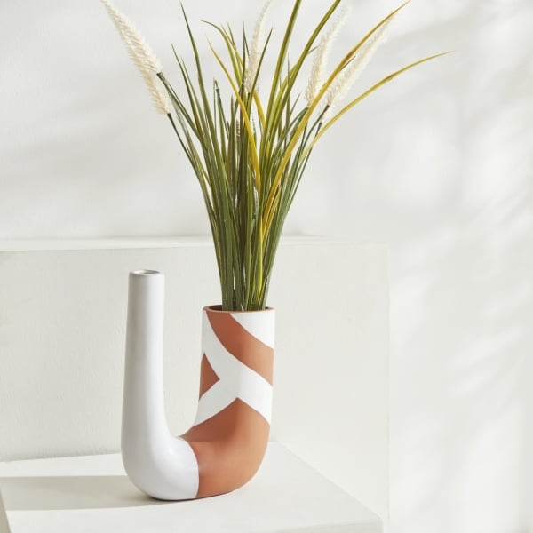 Simple Vase 14.6 x 20 cm - Terracotta / White