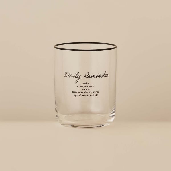 4 Pieces Daily Reminder Glass Cup 350 cc - Black