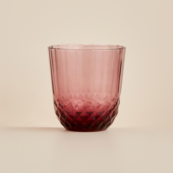 6 Pieces Colore Cut Glass Cup  320 cc -  Dried Rose