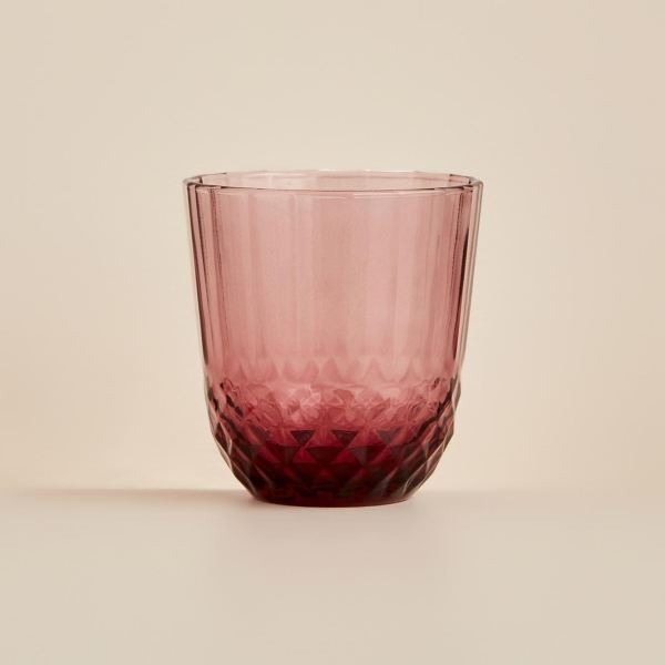 6 Pieces 320 ml Colore Cut Glass Cup - Dried Rose