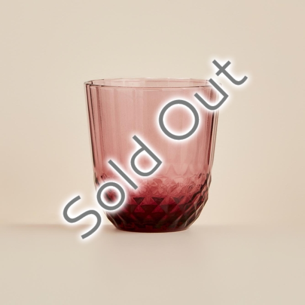 6 Pieces Colore Cut Glass Cup  320 cc -  Dried Rose