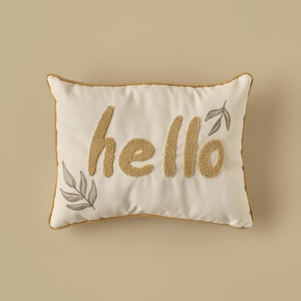 Hello Kids Cotton Throw Pillow 30 x 40 cm - Beige 