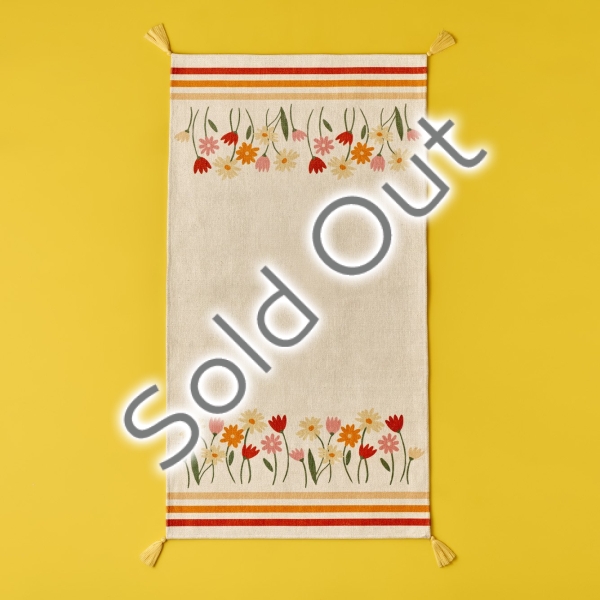 Freya Tasseled Cotton Kids Rug  80 x 150 cm - Cream / Red / Beige / Orange