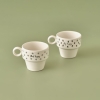 2 Pieces Simple Ceramic Espresso Coffee Cups Set  105 cc - White / Black