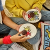 6 Pieces Keith Haring Double Porcelain Cake Plate 19 cm - Yellow / Red