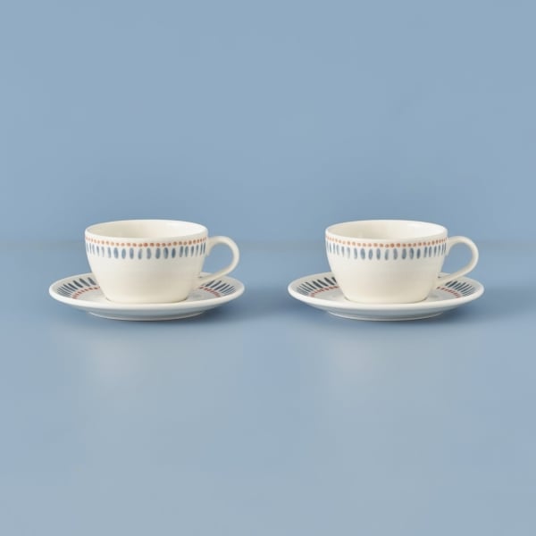 2 Pieces Marine Porcelain Tea Cup Set 270 ml - Blue