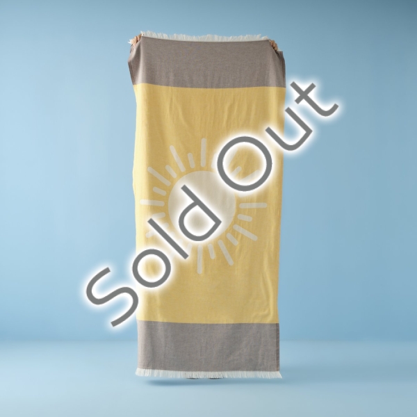 Sunlit Cotton Peshtemal 90 x 160 cm - Anthracite / Yellow / Beige
