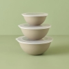 3 Pieces Grego Bowl Set with Lid 25.6 x 25.6 x 19.1 cm - Beige