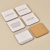 6 Pieces Motto MDF Coaster 10 x 10 cm - Black / White