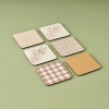 6 Pieces Pavia MDF Coaster 10 x 10 cm - Salmon / White / Beige