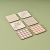 6 Pieces Pavia MDF Coaster 10 x 10 cm - Salmon / White / Beige
