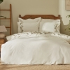 4 Pieces Nancy 200 x 220 cm Cotton Double Embroidered Duvet Cover Set - White / Green