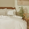 4 Pieces Nancy 200 x 220 cm Cotton Double Embroidered Duvet Cover Set - White / Green