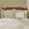 4 Pieces Nancy 200 x 220 cm Cotton Double Embroidered Duvet Cover Set - White / Green